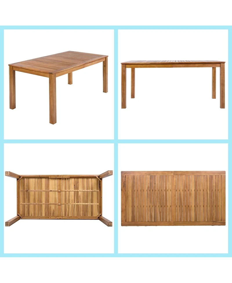 Asagikoiai 5-Piece Acacia Wood and Rattan Patio Dining Set, 67" Dining Table and 4 Chairs
