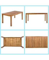 Asagikoiai 5-Piece Acacia Wood and Rattan Patio Dining Set, 67" Dining Table and 4 Chairs