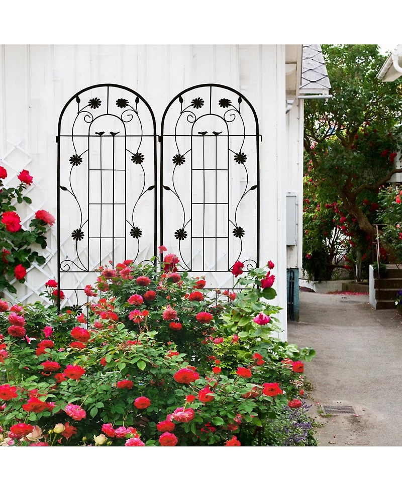 Clihome 2 Pack Metal Garden Trellis 86.7" x 19.7" Rustproof for Climbing Plants Outdoor Flower Support