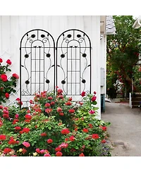 Clihome 2 Pack Metal Garden Trellis 86.7" x 19.7" Rustproof for Climbing Plants Outdoor Flower Support