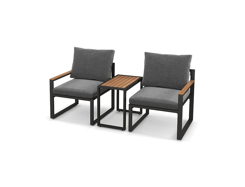 Boyel Living 3 Pieces Aluminum Frame Weatherproof Outdoor Conversation Set with Soft Cushions