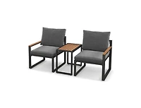 Boyel Living 3 Pieces Aluminum Frame Weatherproof Outdoor Conversation Set with Soft Cushions