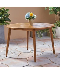 Asagikoiai 4-Piece Wicker Patio Dining Set with Acacia Wood Table and Weatherproof Cushions