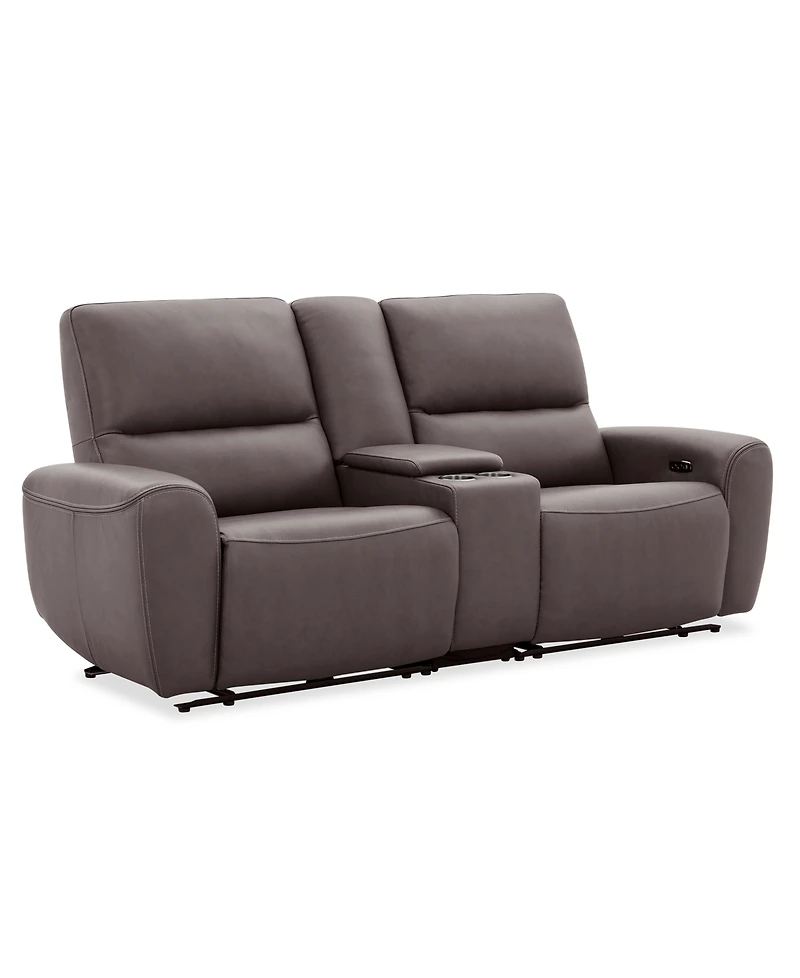 Symond 3-Piece Leather 2 Power Motion Sofa with Console