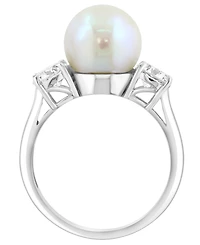 Effy Collection Freshwater cultured Pearl (10mm) & Lab Grown Diamond (1 ct. t.w.) Ring in Sterling Silver