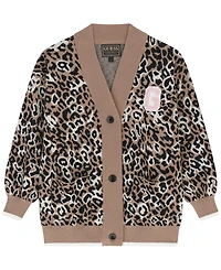 Guess Girls' 7-16 Long-Sleeve Leopard Cardigan Sweater