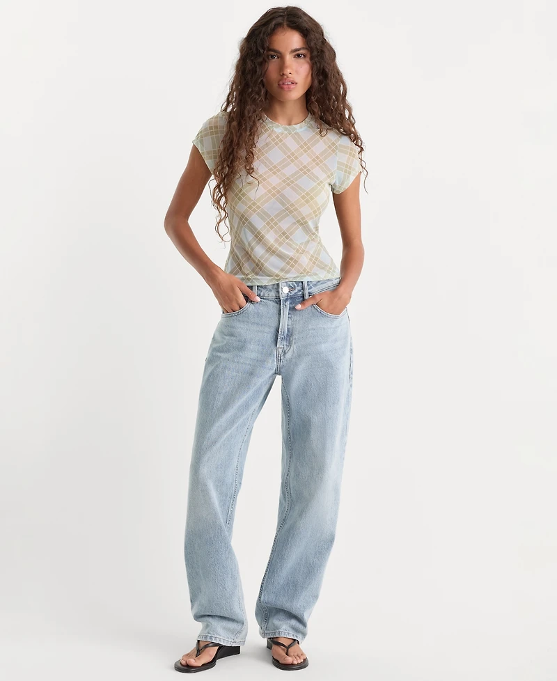 Good American Women's Petite 90's Mid-Rise Straight-Leg Jeans