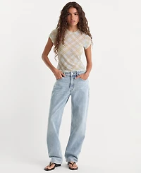 Good American Women's Petite 90's Mid-Rise Straight-Leg Jeans