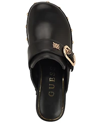 Guess Women's Grisee Platform Wood Bottom Heeled Clogs