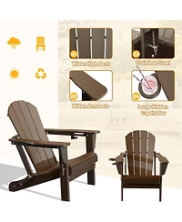 Clihome Folding Outdoor Adirondack Chairs with Cup Holders