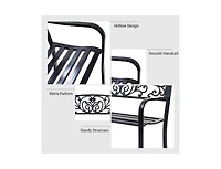 Clihome Patio Park Steel Frame Cast Iron Backrest Bench Porch Chair