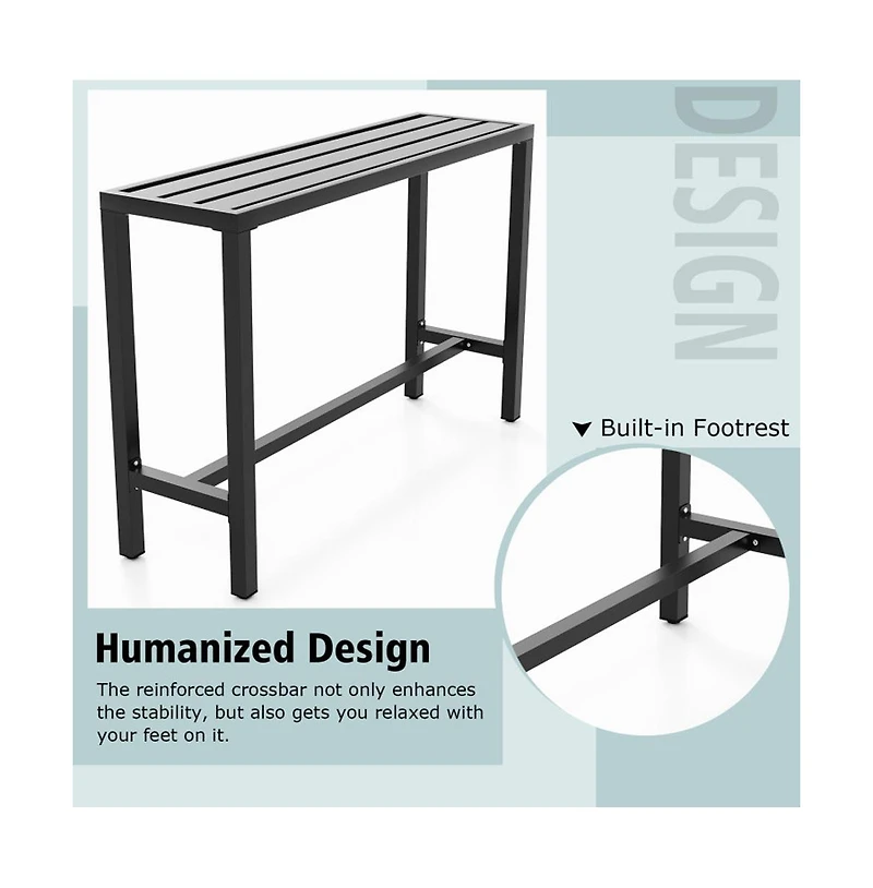 Boyel Living 55 Inch Outdoor Bar Table with Waterproof Top and Heavy duty Metal Frame L