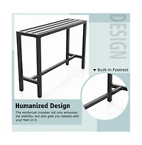 Boyel Living 55 Inch Outdoor Bar Table with Waterproof Top and Heavy duty Metal Frame L