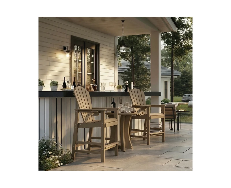 sumyeg All Weather Hdpe Bar Height Adirondack Chair with Armrests and Cup Holder
