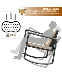 Clihome 3 Pieces Patio Rattan Furniture Set with Rocking Chairs and Table