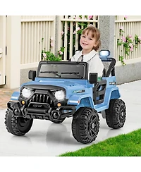 Mecale 12V Kids Ride on Truck Car with Remote Control Threaded Wheels and 3 Speeds