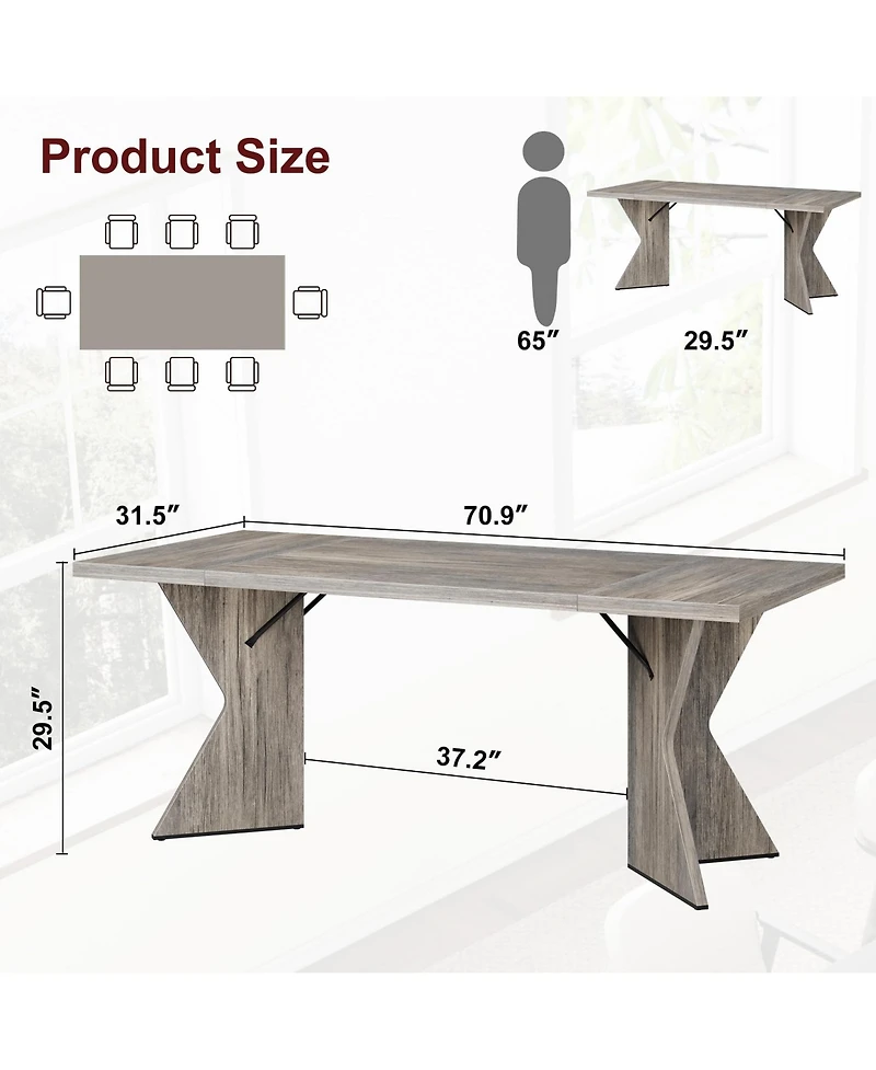gaomon 71 Inch Rectangular Dining Table for 6, Rustic Farmhouse Tall Kitchen Table with Large Tabletop