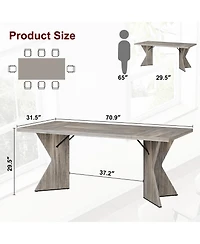 gaomon 71 Inch Rectangular Dining Table for 6, Rustic Farmhouse Tall Kitchen Table with Large Tabletop