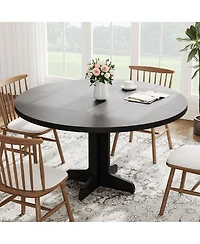 gaomon Round Dining Table for 4, 47 Inch Farmhouse Kitchen with Wood Tabletop and Stable Base, Circle Dinning Room