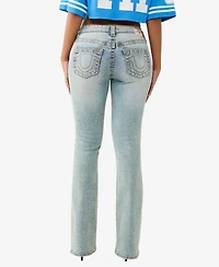 True Religion Women's Becca Mid-Rise Bootcut Crystal Big T Jeans