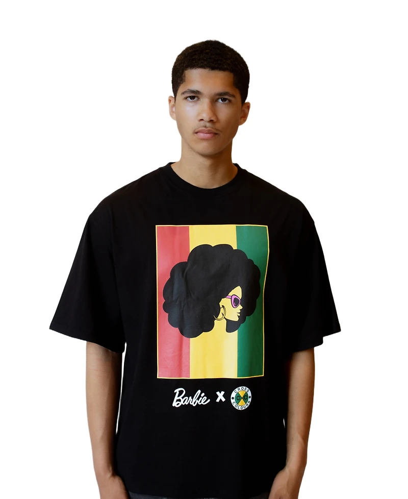 Cross Colours Men's Barbie Flag Logo T-Shirt