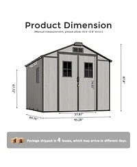 Xizzi Outdoor Storage Shed with Floor, Large Waterproof Resin Garden Tool Shed, Walk-in Backyard Storage Shed with Window and Lockable Door