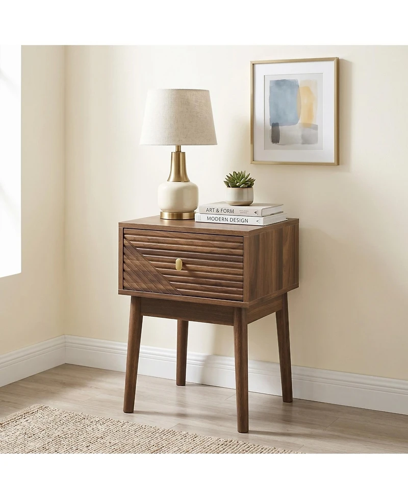 Sailvan Mid-Century Modern Bedside Table 2-Piece Set, with Metal Handles for Bedroom