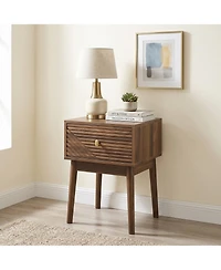 Sailvan Mid-Century Modern Bedside Table 2-Piece Set, with Metal Handles for Bedroom