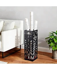 gaomon Square Metal Umbrella Stand, Rust-Resistant Steel, Removable Drip Tray, 4 Hooks, for Entryway and Office