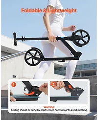Mecale 2-Wheel Kick Scooter, Adjustable Handlebar, Wide Non-Slip Deck, Foldable Lightweight, 220-Lb Capacity