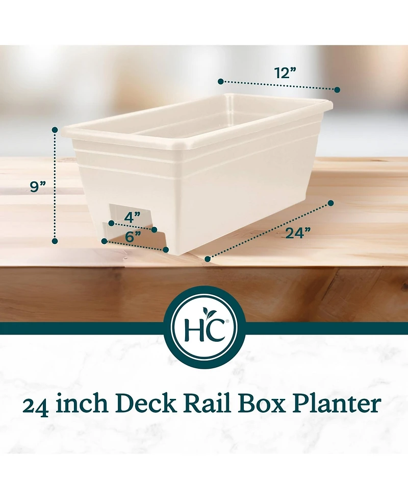The Hc Companies 24 Inch 4 Pack Deck Rail Box Planter with Drainage Holes