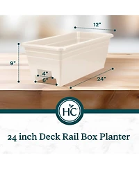 The Hc Companies 24 Inch 4 Pack Deck Rail Box Planter with Drainage Holes