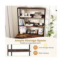 Ruie 57 Inch Tall Cat Litter Box Enclosure Cabinet with 2-Tier Storage and Scratcher