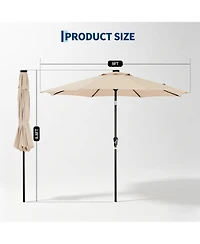 gaomon Outdoor 9FT Table Market Patio Umbrella with 32 Solar Led Lights for Garden, Deck