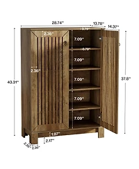Tribesigns Shoe Cabinet with Doors, 5-Tier Shoe Storage Cabinet, Wooden Entryway Shoe Rack Organizer