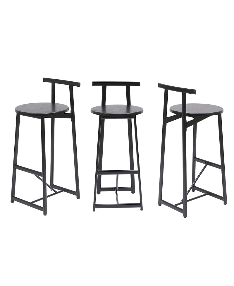 sumyeg Bar Stool Set of 3 Counter Height Barstools with Backrest, Armless Design for Kitchen Island Dining Use