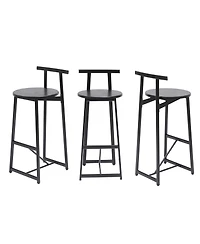 sumyeg Bar Stool Set of 3 Counter Height Barstools with Backrest, Armless Design for Kitchen Island Dining Use