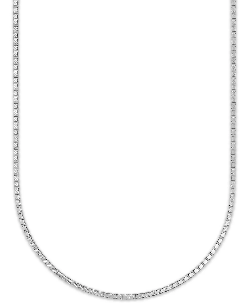 Macy's Men's Pave Diamond-Cut Box Chain Necklace in Sterling Silver