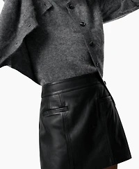 Reiss Women's Leather Welt-Pocket Mini Skirt