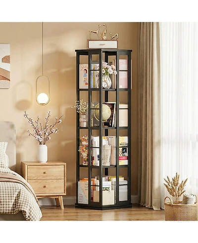 Aheaplus Corner 4-5 Tiers Display Shelves, Freestanding Rotating Bookshelf