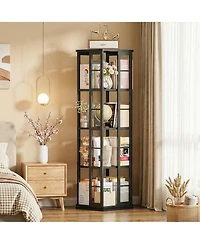 Aheaplus Corner 4-5 Tiers Display Shelves, Freestanding Rotating Bookshelf