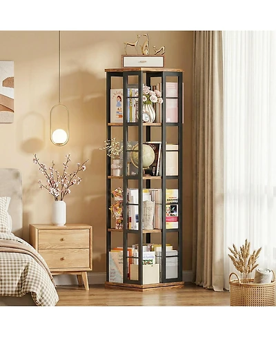 Aheaplus Corner 4-5 Tiers Display Shelves, Freestanding Rotating Bookshelf