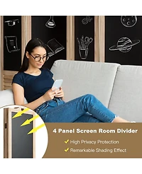 sumyeg 4-Panel Folding Privacy Room Divider Screen with Chalkboard for Indoor Space Separation