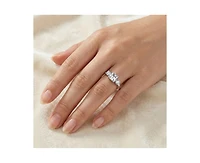 Rachel Glauber Radiant White Gold Plated 3-Stone Cubic Zirconia Ring