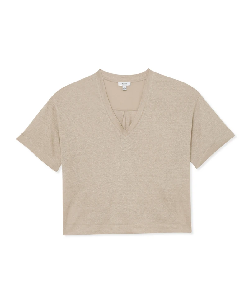 Reiss Women's Linen V-Neck T-Shirt