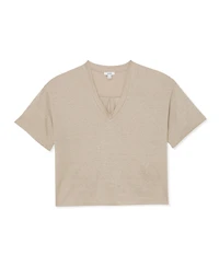Reiss Women's Linen V-Neck T-Shirt
