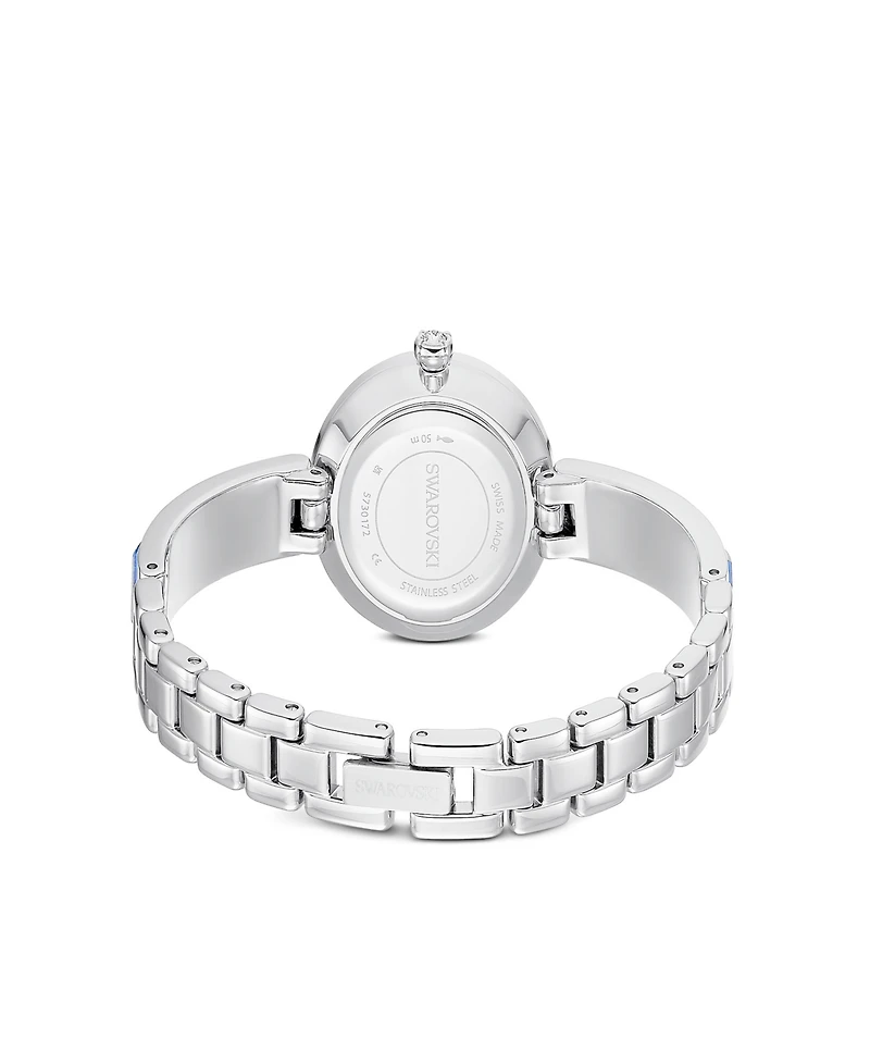 Swarovski Matrix Bangle Swiss Crystal Bracelet Blue Stainless Steel Watch 25 x 25mm