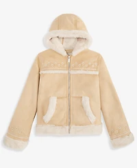 abercrombie kids Girls' 5-16 Afg Embroidered Jacket With Faux-Fur Trim