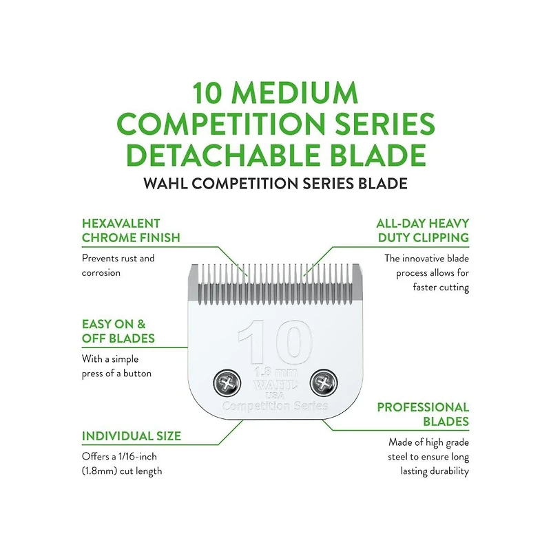 Wahl Professional Animal 10 Medium Competition Series Detachable Blade with 1/16-Inch Cut Length (2358-100)