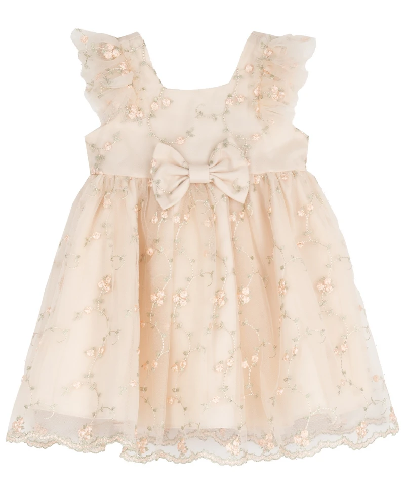 Rare Editions Baby Girls' Ruffled Short-Sleeve Dress